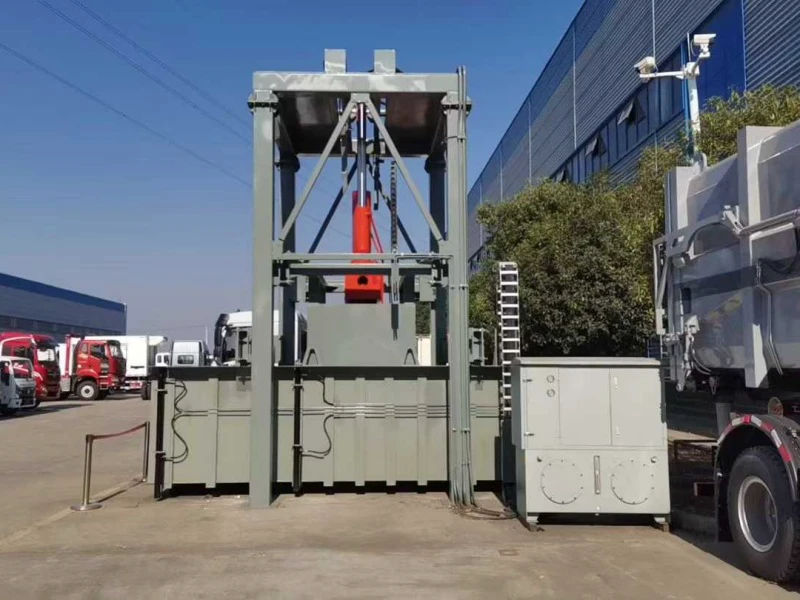 Vertical Garbage Compression Station with Auxiliary Container
