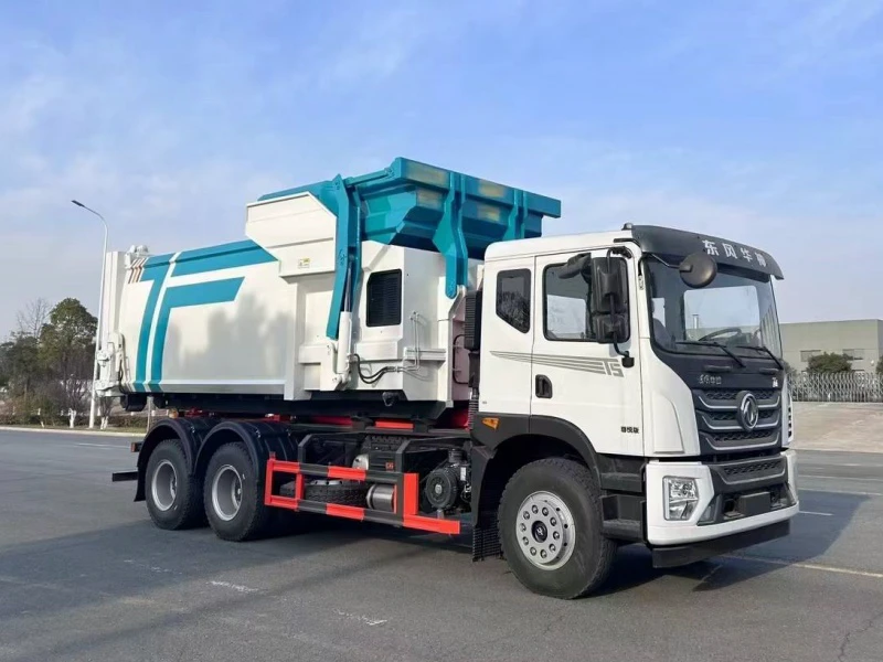Dongfeng Huashen 6×4 Hook Arm Garbage Truck with 18 m³ Container