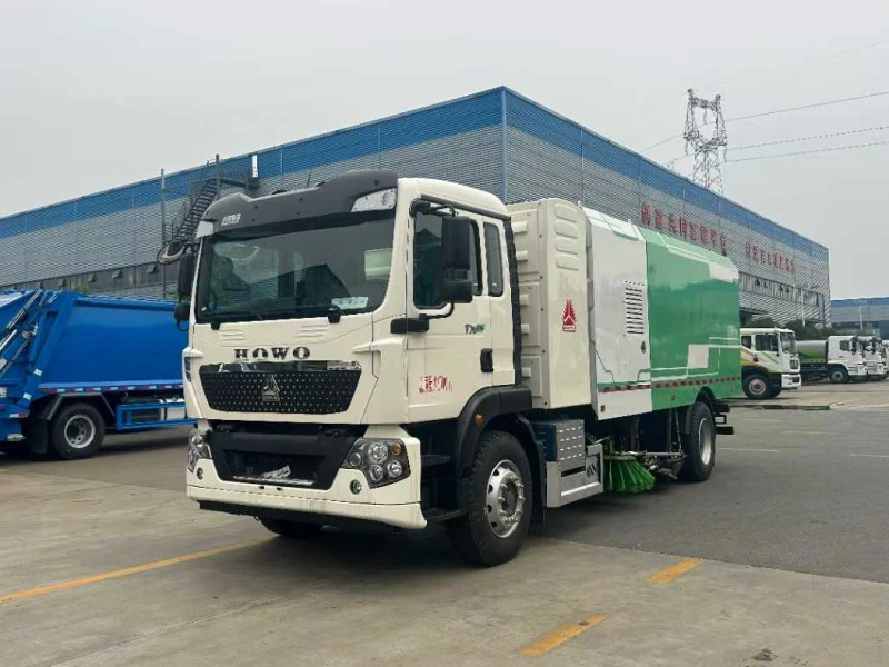 Howo 4x2 Electric Sweeper Truck with 242kWh Battery 7m³ Water Tank and 7m³ Debris Bin